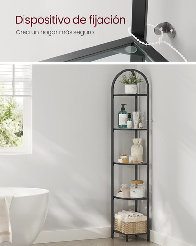 Estantería De Esquina Librero Vasagle Con 5 Niveles Organiza Color Negro