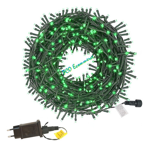 Cordão 100 Led Fixo Prova D'água 9,5m Bivolt 31v Vermelho+4c Luzes Verde 110v/220v