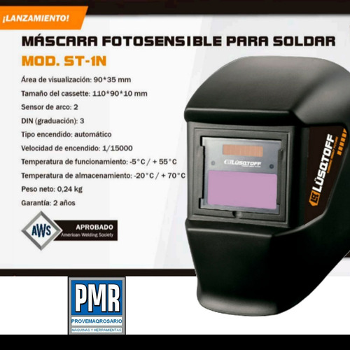 Imagen 2 de 10 de Máscara Fotosensible Para Soldar Lusqtoff Mm