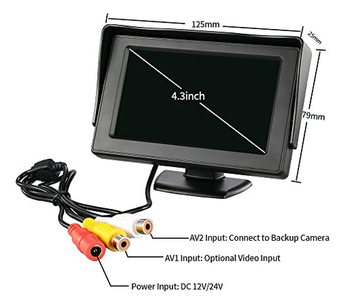 Monitor De Cámara Trasera B-qtech Con Pantalla Tft Lcd A Col