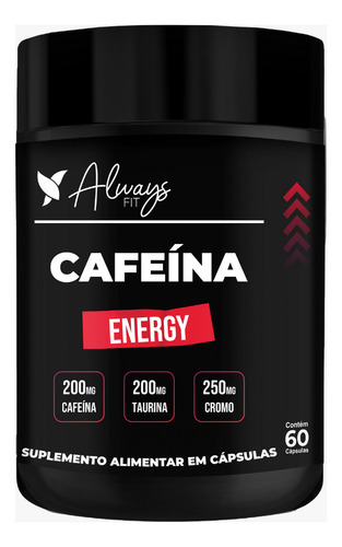 Cafeína Energy 200mg Taurina Cromo 60 Cáps Sem Sabor