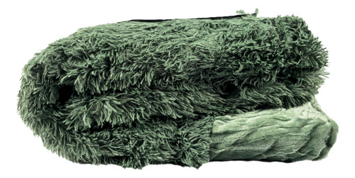 Edredón Corderito Pelo Largo 2 Plazas 200x230 Cm + 2 Fundas Verde Musgo Peludo- Liso
