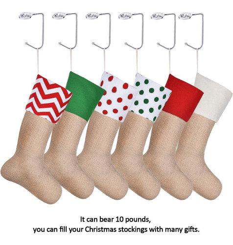 Christmas Stocking Hanger Hooks for Silver Vohoney Juego de 6 Ganchos para Colgar Calcetines de Navidad Color Plateado 4 Piezas 
