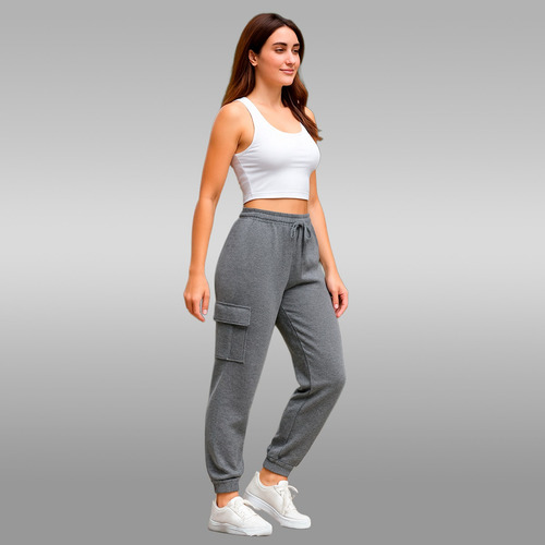Pantalón Jogger Deportivo Mujer Bolsillos Cintura Elástica