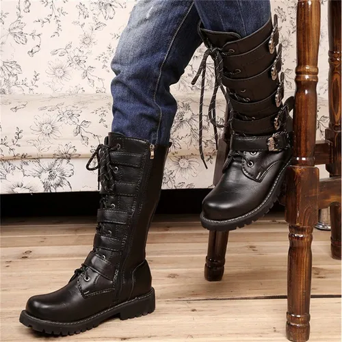 Botas Largas Lin King Para Hombre Talla Grande Punta Redon