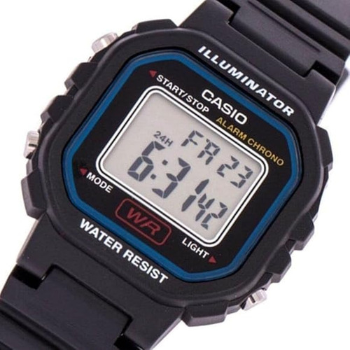 Reloj Casio La-20wh-1cdf En Resina Para Mujer Color De La Correa Negro Color Del Fondo Negro
