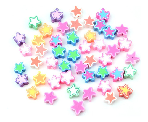 Cuentas Fimo Colores Estrellas Multicolor Tira 9mm Bisuteria