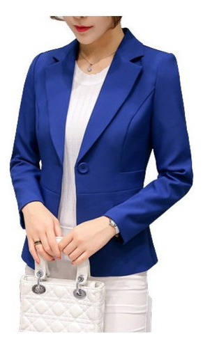 Blazer Mujer Moda Casual Color Sólido Manga Larga A