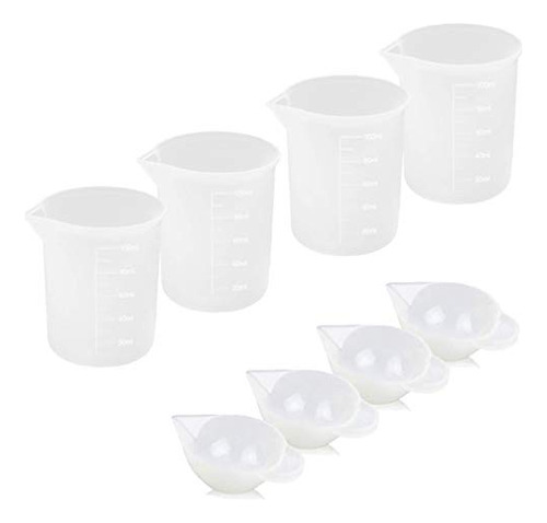 8 Uds Tazas Medidoras De Silicona Resina 100ml 10ml-taz...