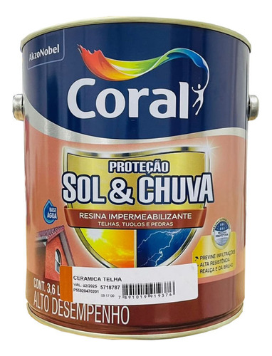 Resina Ac Coral Impermebializante Sol E Chuva Ceramica Telha