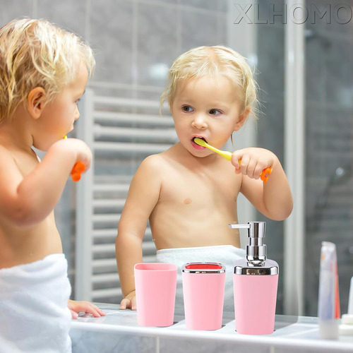 Juego De Accesorios De Baño Rosa De 9 Piezas, Juego De Baño