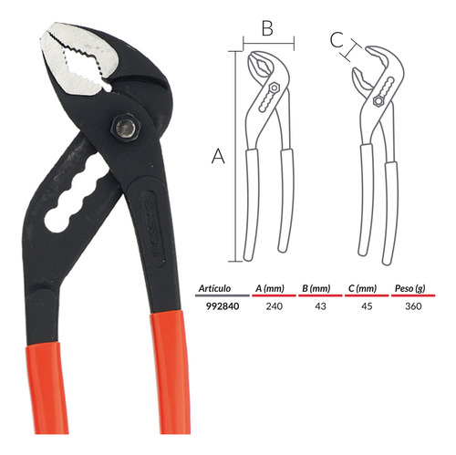 Pinza Regulable - 10 Pulgadas - Biassoni