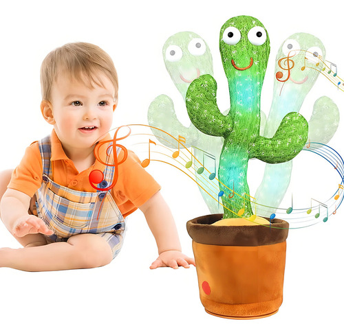 Peluche Cactus Luminoso Juguete Color Verde 60 Canciones Verde