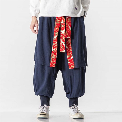 Disfraz Yukata De Samurai Para Hombre, Talla Grande, Pantalo