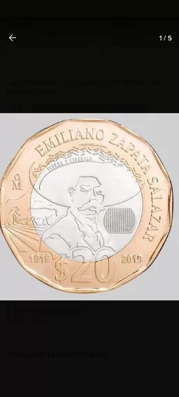 Lote 4 Moneda 1 De 20 Pesos Emiliano Zapata Y 3 Independenci