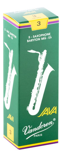 Vandoren Sr343 Bari Sax Java Canas Fuerza 3; Caja De 5