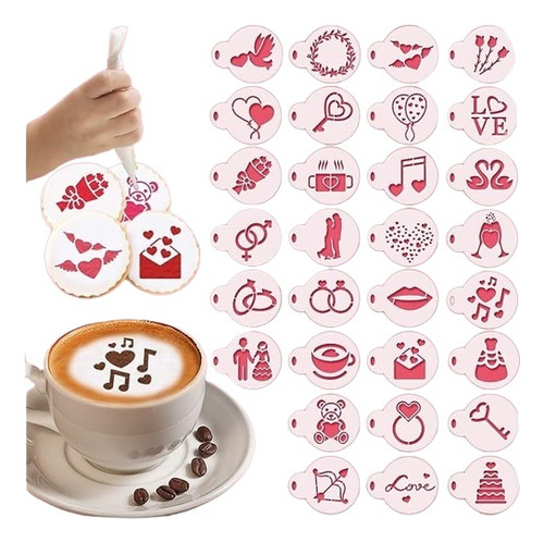 Set 30 Plantilla Molde Decoración Barista Stencil Capuccino 