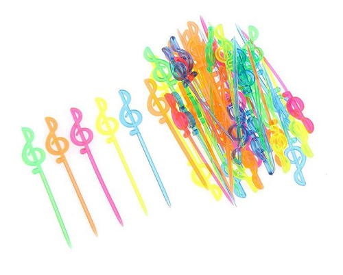 30 Palillos Neon Coctel Bebidas Frutas Decoracion Fiesta Fig