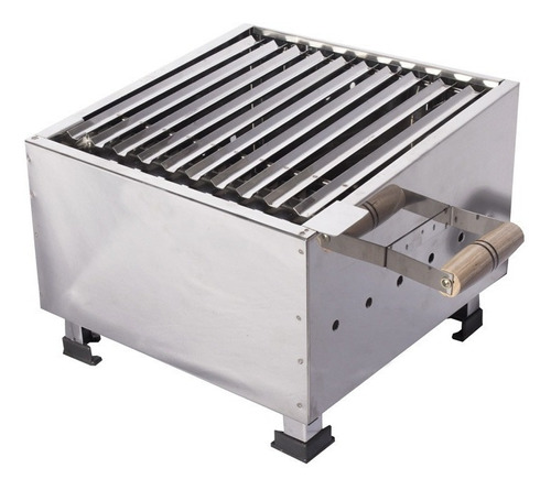 Churrasqueira Mini Parrilla Argentina Inox Cor Prateado