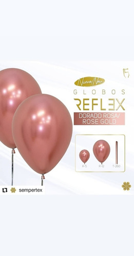 Globos Reflex R12 Dorado Rosa X 50 Globos Marca Sempertex