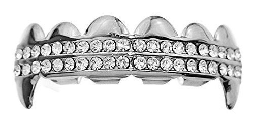 Grills Para Dientes - Vampire Fang Grillz Two Row Silver Ton