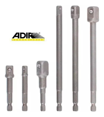 Juego Adaptadores P/ Dados 1/4 3/8 Y 1/2 Largo Y Corto Adir