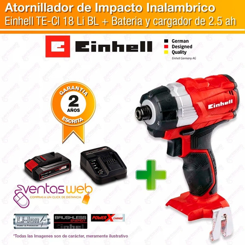 Atornillador De Impacto + Carg Bateria 18v 180 Nm Brushless