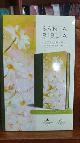 Biblia Rvr60 Piel Verde Con Flores 10.5