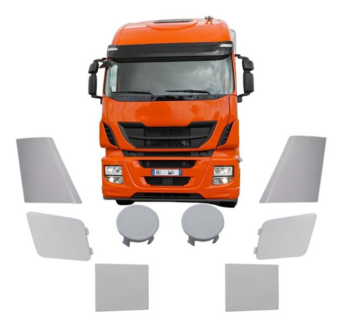 Kit Tampa Parachoque E Farol Compatível Iveco Stralis - 8pç
