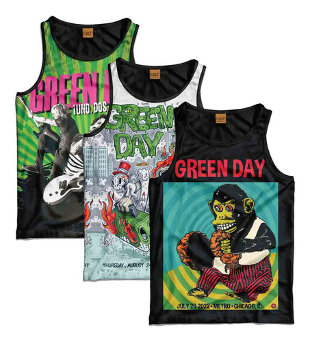 Kit 3 Regata Green Day Billie Joe Banda Rock Estampada