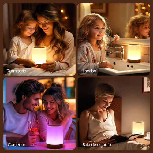 Lámpara De Noche Tactil Recargable, Luces Led Para Cuarto