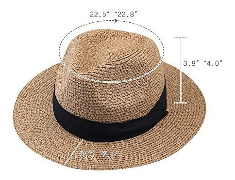 FURTALK Sombrero Panamá de Paja Playa Unisexo Fedora Plegable con ala Ancha y Cinta UV UPF50+ 