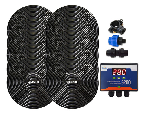 Kit Aquecimento Solar Piscina 10 Placas A1 Girassol + G200