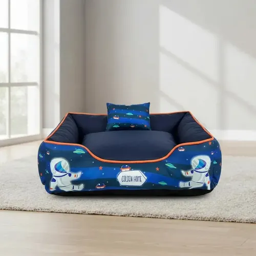 Caminha Pet 2 Peças Cachorro Gato Caminha Estampada Luxo Cor Azul Desenho Astronauta