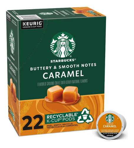 Cafe Starbucks Caramel Medium Roast Keurig Coffee Pods, 22pz