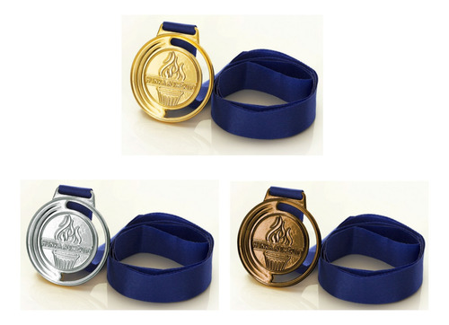 Medalha Vitoria 40mm Ouro/prata/bronze - Com Fita Cetim Unid