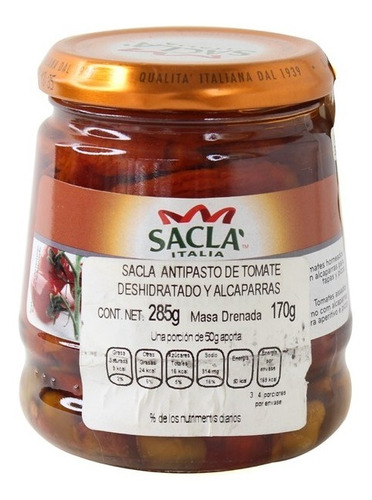 Antipasto Tomate Deshidratado Y Alcaparras 285g Sacla Italia