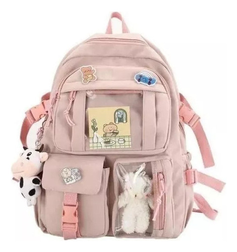 Mochila Kawaii Aesthetics Para Mujer, Diseño De Oso Y Muñeca