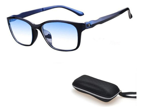 Lentes Para Leer Unisex  A La Moda Color Black Frame Blue Fe