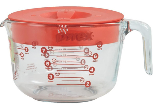 Jarra Medidora Con Tapa Pyrex Vidrio 8 Cup 2 Litros