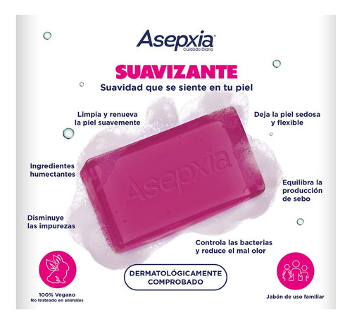 Jabon En Barra Suavizante Cara Y Cuerpo 100 Gr Asepxia