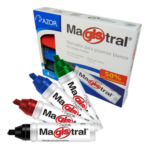 Marcador De Aluminio Magistral Punta Cincel 6 Mm Con 4 Pzas