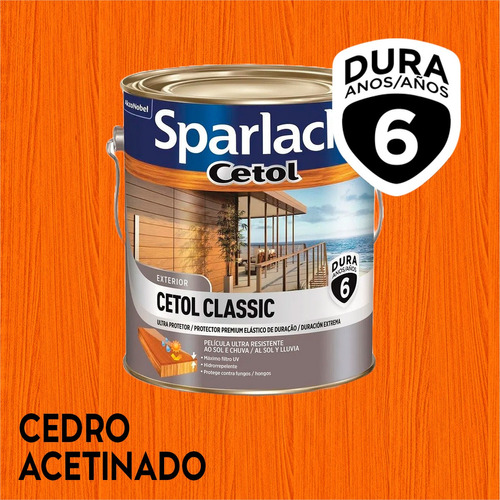 Verniz Sparlack Cetol Classic Acetinado 3,6 Litros - Cores Cor Cedro