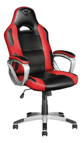 Imagen 3 de 5 de Silla de escritorio Trust GXT 705 ryon gamer ergonómica negra y roja con tapizado de cuero sintético