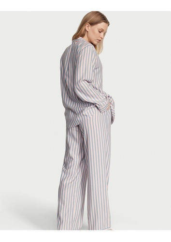Victoria's Secret Flannel Long Pajama Set Pijama Rayas