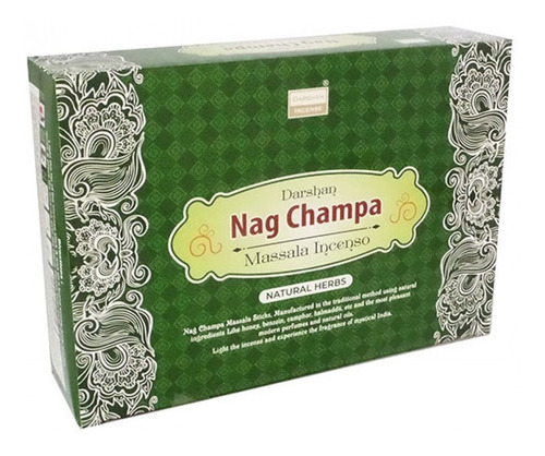 Incenso Massala Darshan Nag Champa Natural Herbs - 12 Un.
