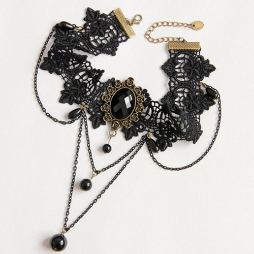 A Joyería De Punky Gótico Gargantilla De Encaje Cadena