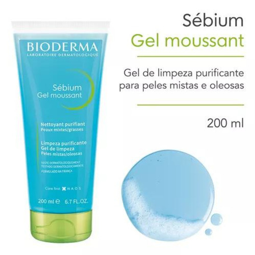 Gel De Limpeza Antioleosidade Sébium Moussant Bioderma 200ml Momento de aplicação Dia/Noite Tipo de pele Mista a Oleosa
