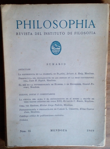 Philosophia - Revista Del Instituto De Filosofía (1969)