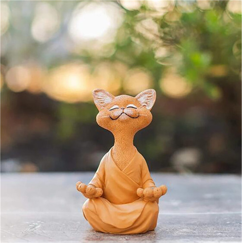 A Estatua Del Gato Buda Negro Gato Feliz Caprichoso